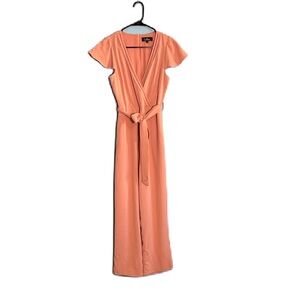 Lulu's Pink Cap Sleeve Belted Party Jumpsuit Size S